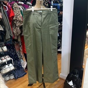 Ann Taylor Green Cargo Pants High-Waisted Relaxed Fit size 10